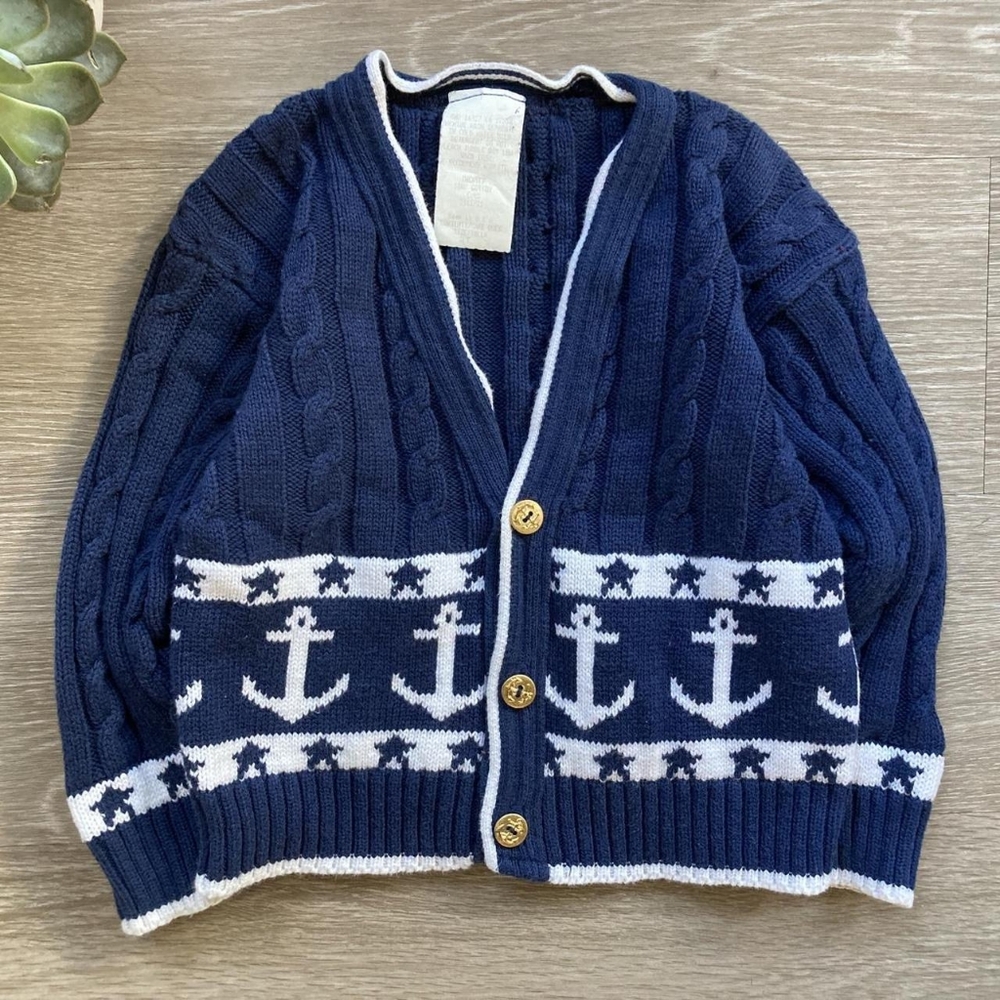 Navy Blue Anchor Cardigan